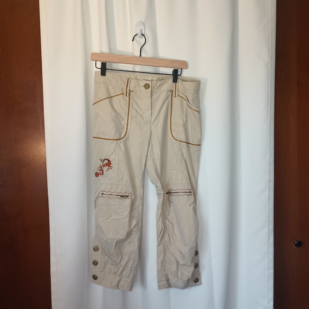 Miss Bisou Y2K Fairy Grunge Embroidered Low Rise Cargo Pant Juniors 9 Crop Boho
